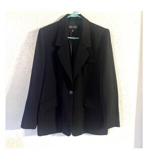 Vintage Linda Allard Ellen Tracy Women's Blazer Black Sz 10 100% Wool Office